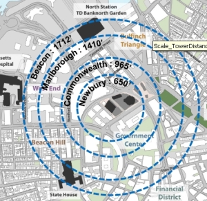 Distance Comparison: Hancock Tower vs. Gov't Ctr Tower