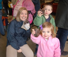 Katie Gollnick, Kate Meaney 2, Jack Meaney, 4, with their donuts!