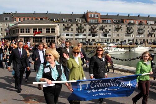 FOCCP President Joanne Hayes-Rines & Vice-President Trish Bauer lead parade around the park.