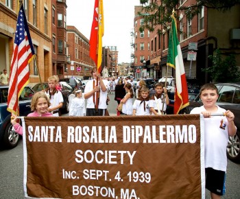 Santa Rosalia di Palermo Society marches in Boston's North End (Photo by Matt Conti, 2013)