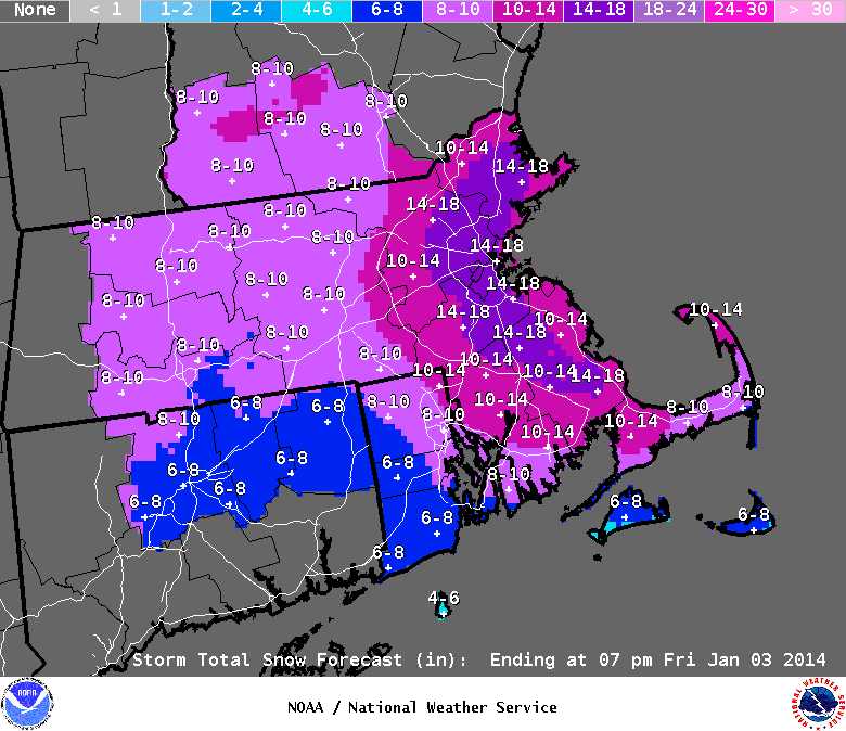 Boston Snow Accumulation Forecast Increased To 14 18 Inches Northendwaterfront Com