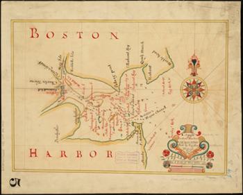 Boston Harbor in New England, [Cyprian Southack, 1769] Photo by  Norman B. Leventhal Map Center at the Boston Public Library.